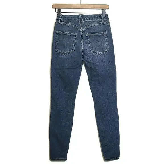 Good American Good Legs Skinny Cropped Ankle Jeans Blue Denim Size 6 Sculpting - Picture 7 of 14